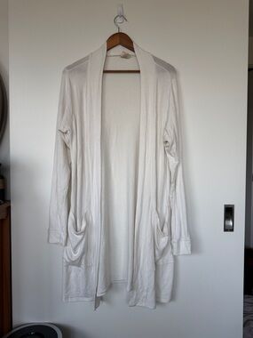 Buttercream plus size Lightweight Open Front Cardigan in Off-White